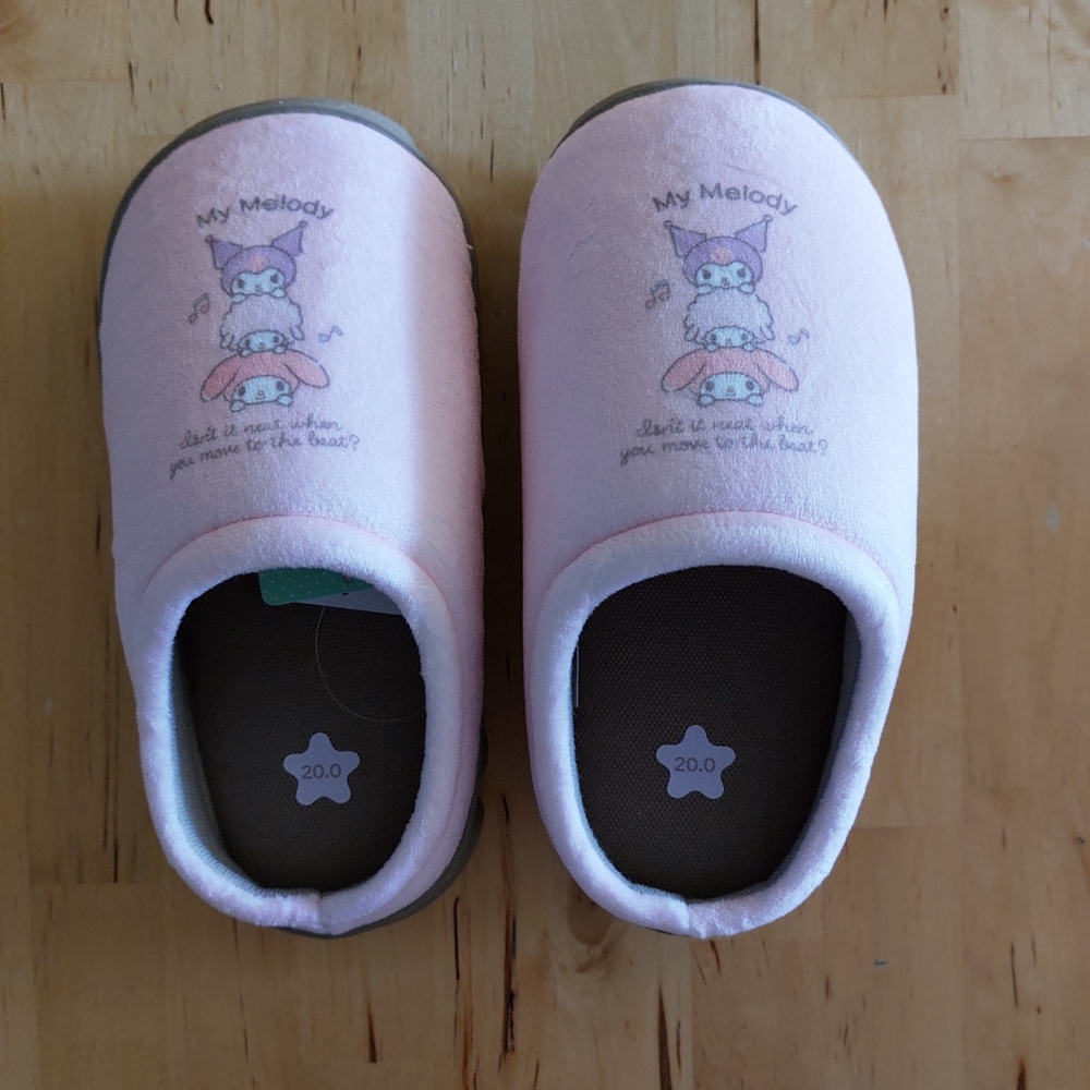Sanrio My Melody Kids Soft Suede Room Shoes Slippers Pink 20cm New